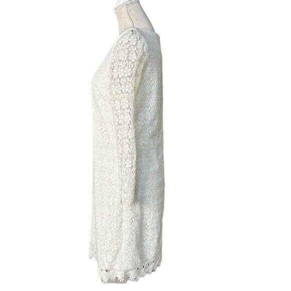 J. Crew Dress Womens White Lace Long Sleeve Midi Size 10 - Picture 2 of 9
